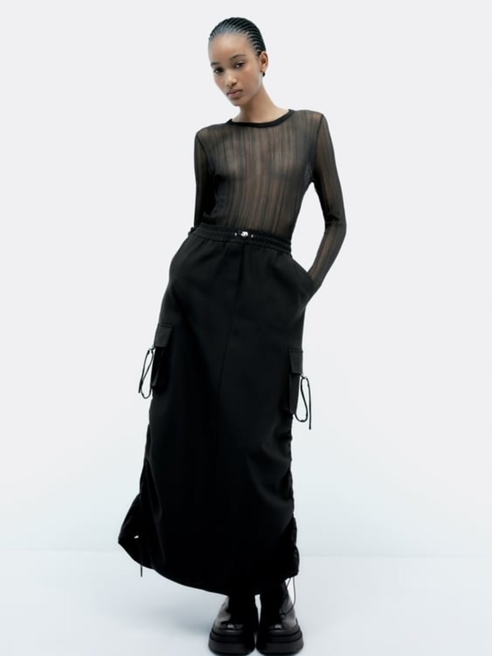 ZARA Black Utility Maxi Skirt